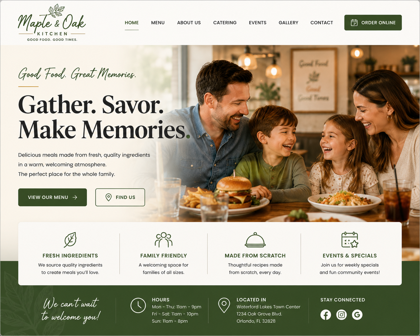 Food and Entertainment website example built by Stak