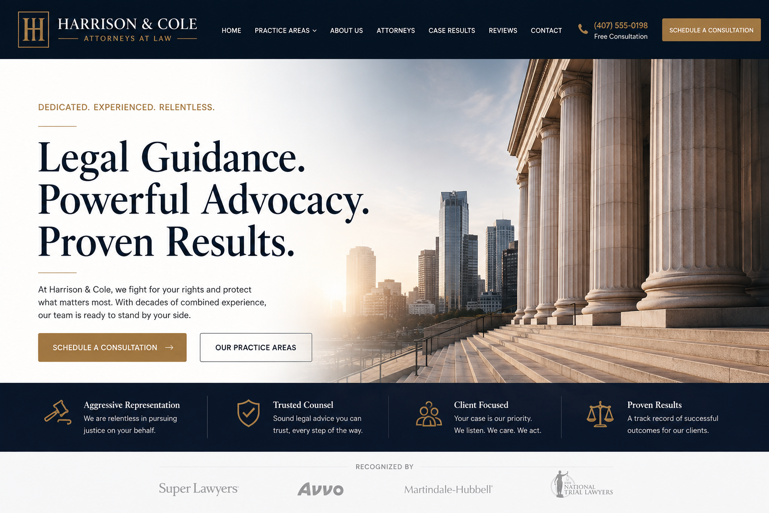 Professional Services website example built by Stak